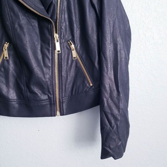 Michael Kors Black Faux Leather Gold Studded Jacket - Picture 3 of 8